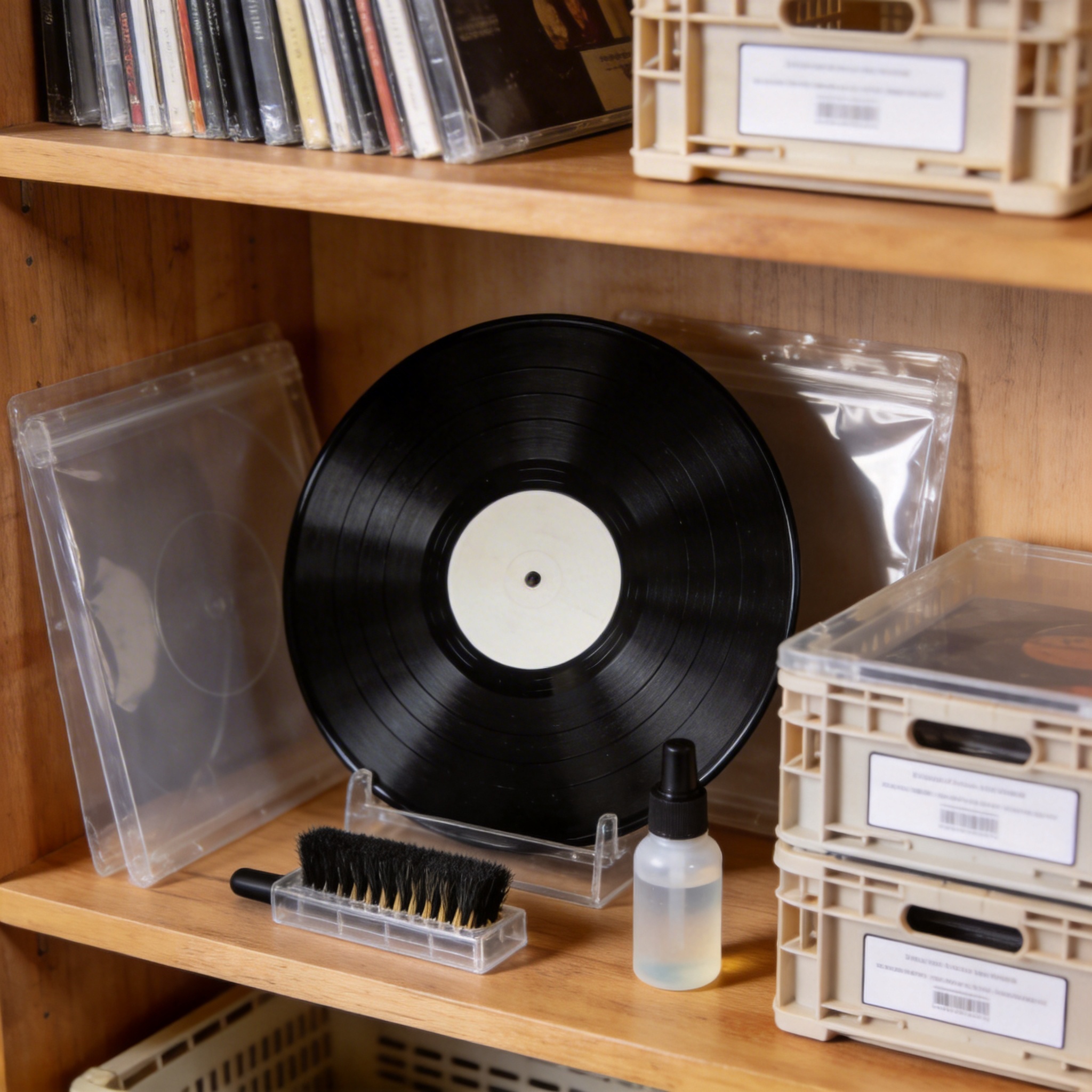 Vinyl record accessories display