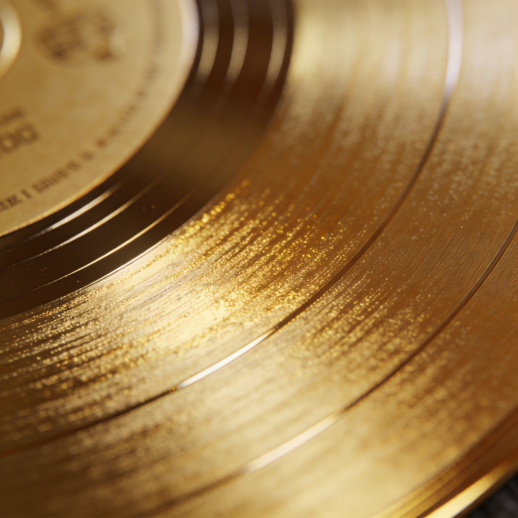 Gold vinyl record plaque detail