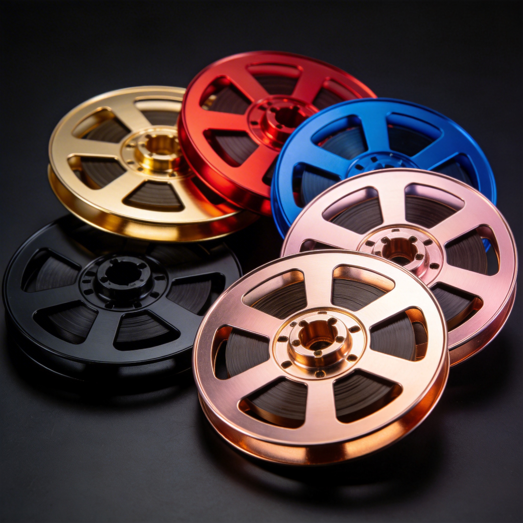 Colored anodized metal reel-to-reel tapes